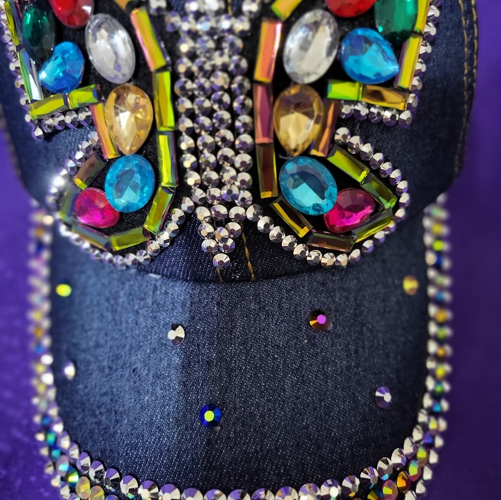 Cap Sequin Rhinestone Butterfly 🦋 NWT Denim